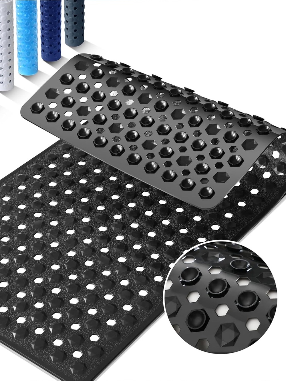 Black Anti-Slip Silicone Mat for Bathroom Shower Grip